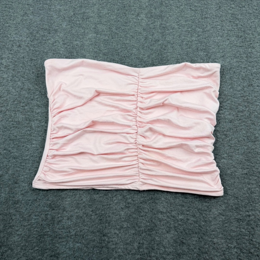 Just Polly Tube Top Womens Large Pink Ruched Strapless Bodice JK19220